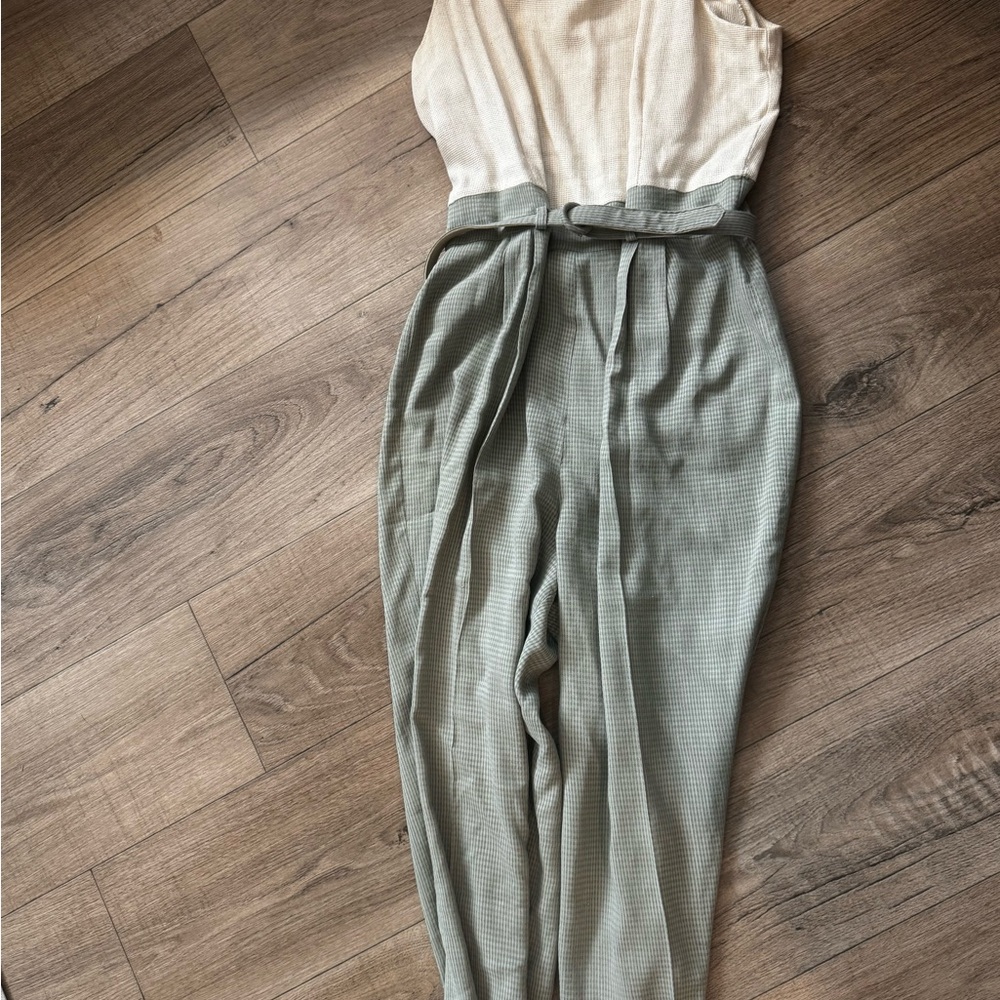 High-Waist Sage Green Paperbag Pants with Belt